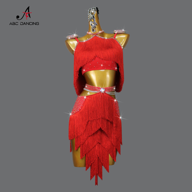 新款拉丁舞比赛表演出流苏裙