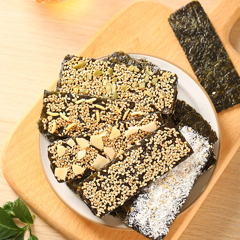 5kg/盒高蛋白芝麻海苔夹心脆 宝宝孕妇香脆休闲零食海苔脆片即食