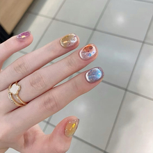 夏日新款可爱显白彩虹星球马卡龙猫眼短款美甲成品手工定制穿戴甲