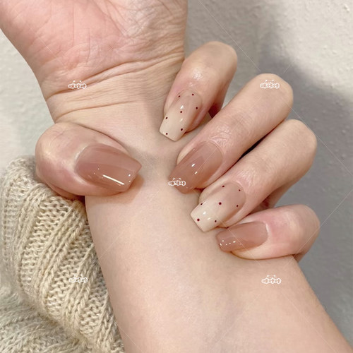 泡泡奶芙显白裸色渐变波点美甲