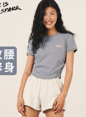 她是火花SIAS 修身抽褶T恤 速干透气裸感运动短袖瑜伽服女
