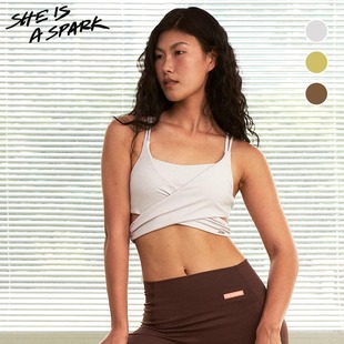 运动健身瑜伽内衣女 假两件防走光 她是火花SIAS 安全感交叉背心