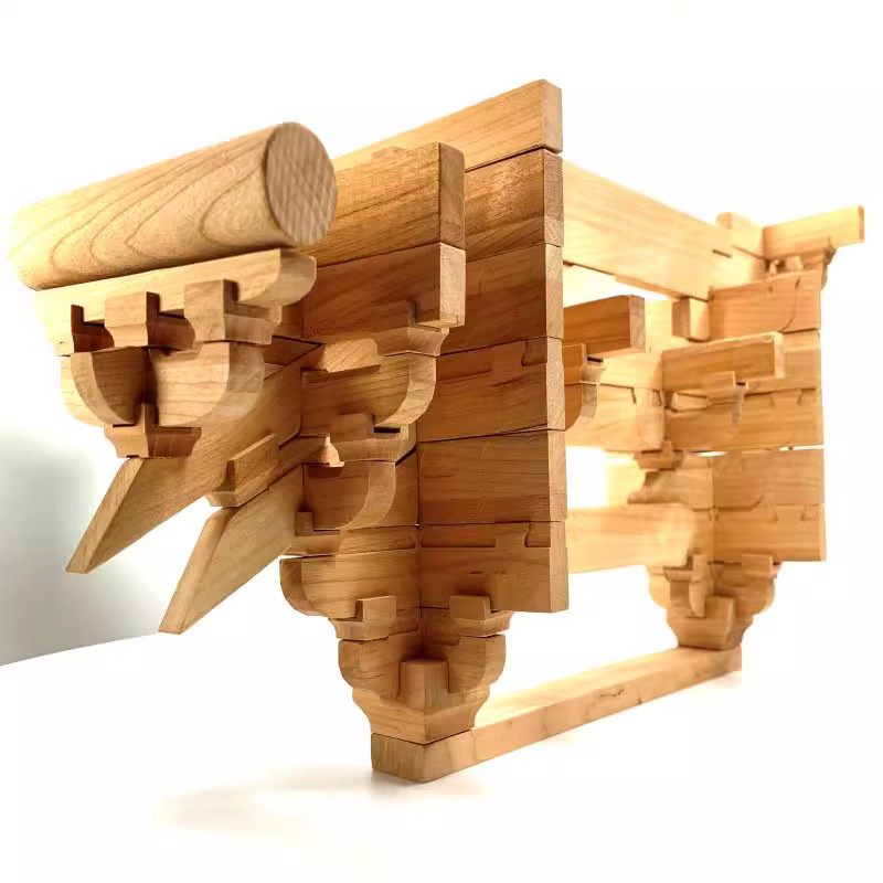 古建筑佛光寺东大殿山侧柱头斗拱榫卯结构积木中式益智拼装摆件
