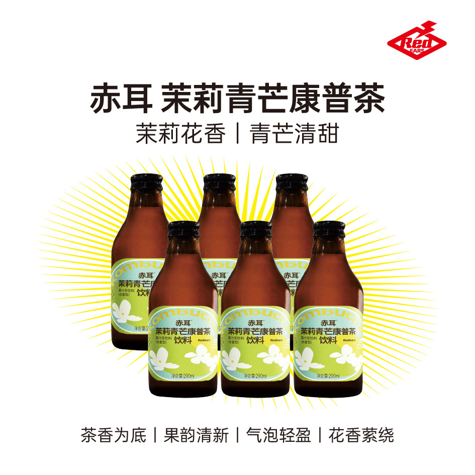赤耳康普茶发酵饮品莓果风味气泡清爽饮料/哈密瓜啤酒/290ml/瓶