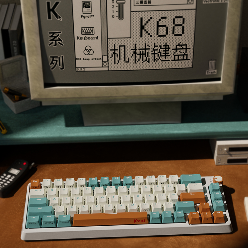 kzzi珂芝K68三模蓝牙无线金粉快银旋钮个性拼色gasket机械键盘-封面