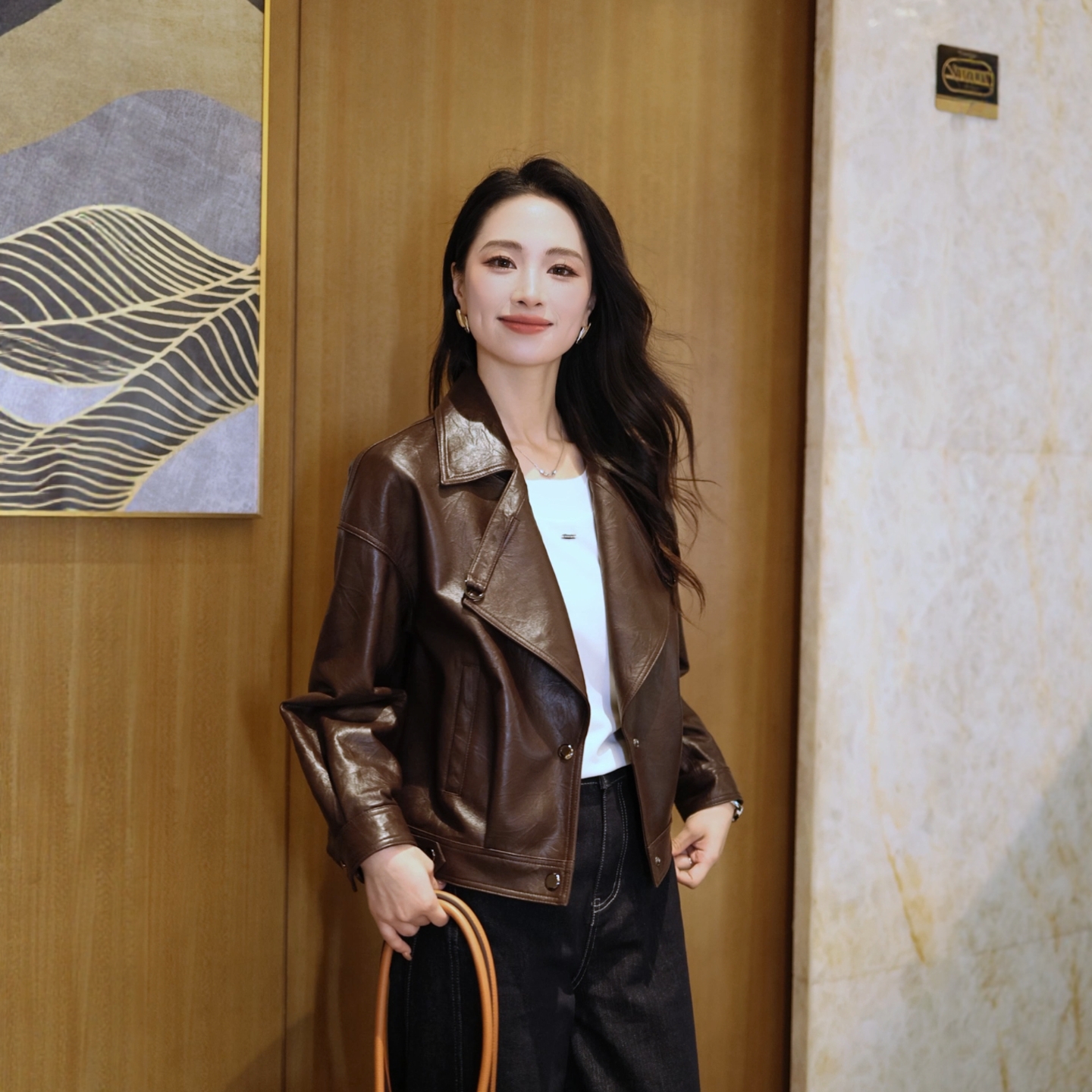 海宁真皮皮衣女外套植鞣翻领夹克