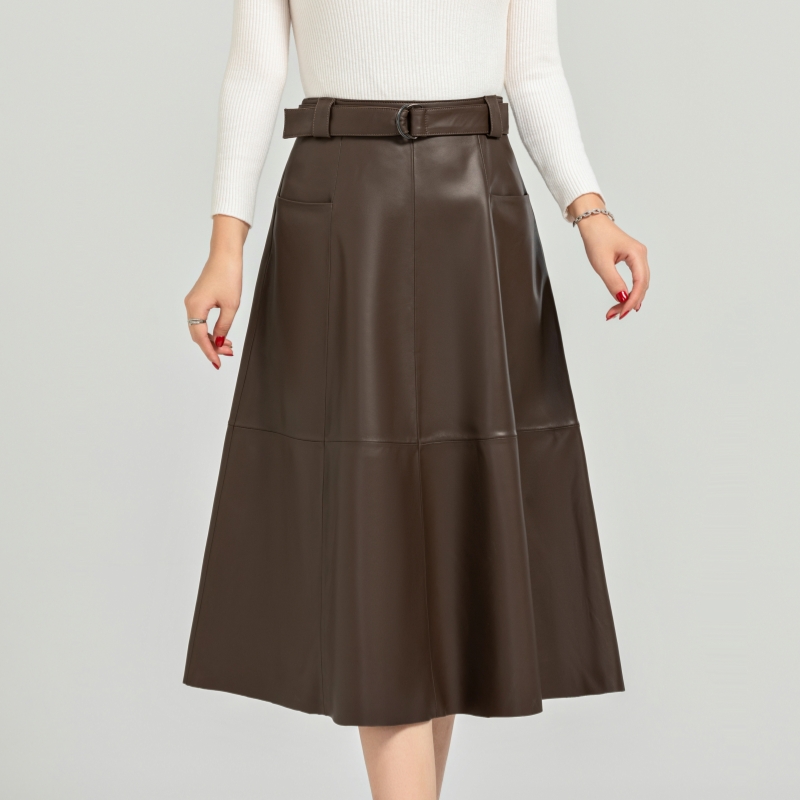 绵羊皮真皮皮裙半身裙中长裙
