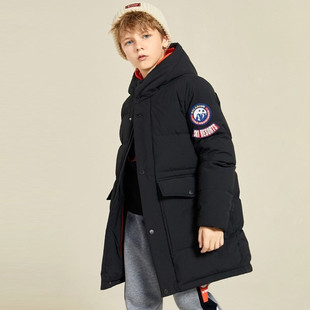 儿童羽绒服正品白雪巴拉男童中长款2025冬季大童加厚保暖外套