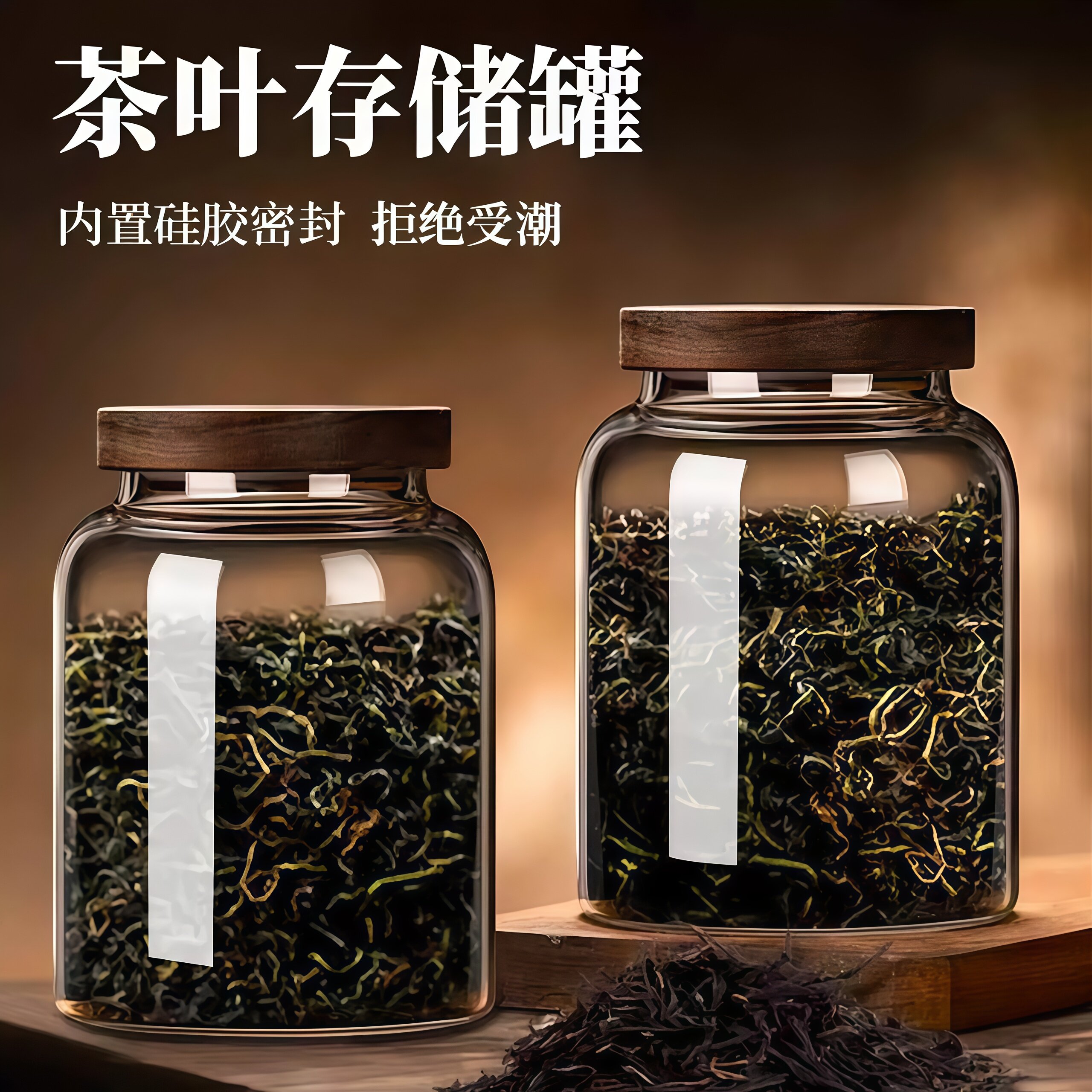 玻璃茶叶罐密封防潮储存罐精品高档茶罐收纳盒大号高级感储物罐子