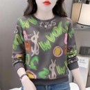 秋衣2025新款 宽松长袖 字母印花慵懒上衣潮 卫衣女秋装 纯棉圆领时尚