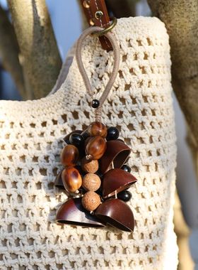 天然果壳风铃钥匙扣手工种子果实包挂件音疗愈车挂饰