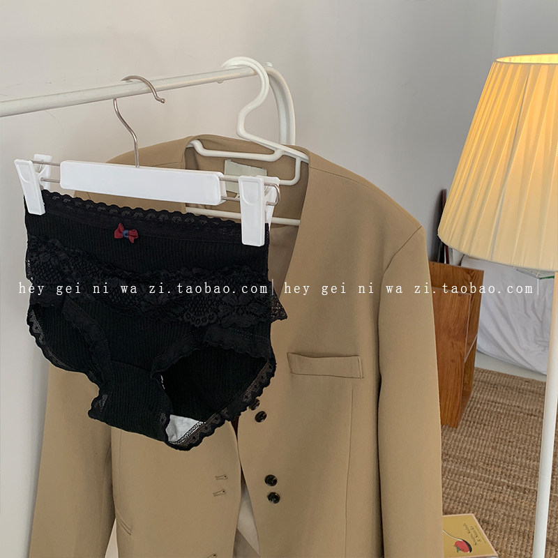 hey给你袜子可爱日系纯欲提臀纯棉纯色中腰内裤蕾丝边女三角裤