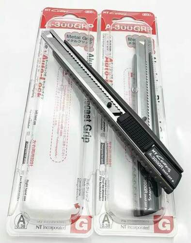日本联名NTCutter A-300GRP美工刀架9mm宽金属贴膜小介刀原装进口