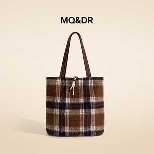 MQ&DR【格兰尼书屋】原创设计小众毛呢格子单肩包秋冬百搭大容量
