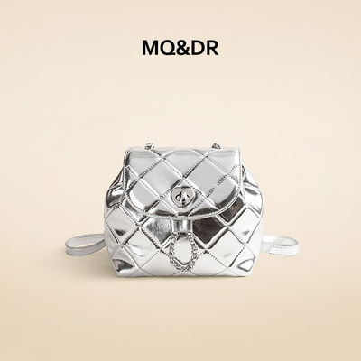 MQ&DR【爱心泡芙】小众菱格链条双肩包小香风爱心锁扣单肩斜挎包