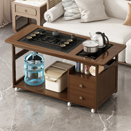 Trọn bộ bàn trà nhỏ di động mới 2024 dành cho hộ gia đình nhỏ ngoài ban công, bàn trà gỗ nguyên khối, bộ ấm trà chung cư nhỏ và bàn trà bàn gỗ uống trà