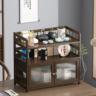 桌面博古架茶具置物架茶室紫砂壶摆放架非实木展示柜茶杯架子