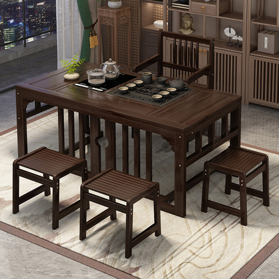 新中式茶桌椅组合客厅家用茶台办公室烧水壶一体泡茶桌非实木茶几