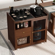 Bàn trà Trung Quốc mới, bàn cà phê gia đình, bộ trà phòng khách, bộ bàn phụ hoàn chỉnh, bàn trà ban công di động bằng gỗ nguyên khối bàn trà mặt đá chân sắt