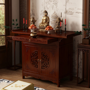 佛龛供桌神台财神爷柜子观音佛像供座台靠墙一体佛柜非实木中堂柜