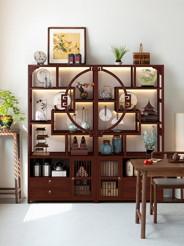 博古架家用古董陈列柜茶室茶柜置物架非实木茶具收纳柜茶叶展示架