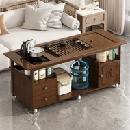 Bàn bên tủ trà di động có bánh xe cho phòng khách gia đình Bàn trà nhỏ bằng gỗ không nguyên khối đa chức năng Bàn trà ban công kiểu Trung Quốc mới bàn trà ngồi bệt