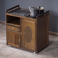 Bàn trà phòng khách 2024 hộ gia đình mới Bàn trà nhỏ Bàn trà gỗ không chắc chắn Căn hộ nhỏ Tủ trà Xe đẩy trà di động đa chức năng bàn uống trà bằng gỗ