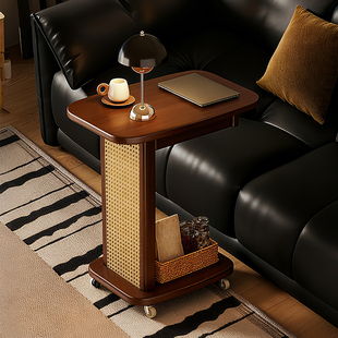中古风小推车置物架可移动沙发边几小型茶几家用小桌子床头储物架