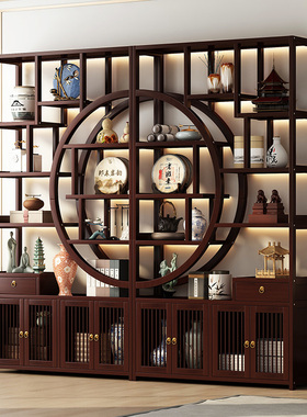 新中式博古架非实木茶叶展示架茶柜置物架客厅多宝阁茶室隔断书架