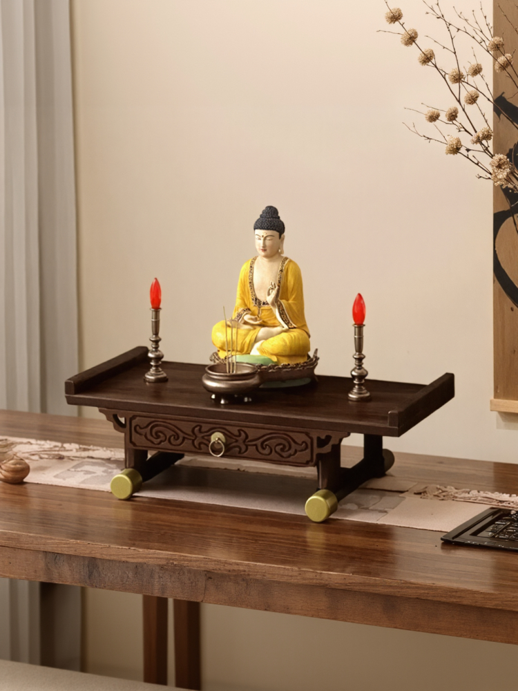 佛龛小型财神爷供桌香案台新中式神龛神台柜非实木关公菩萨供奉台