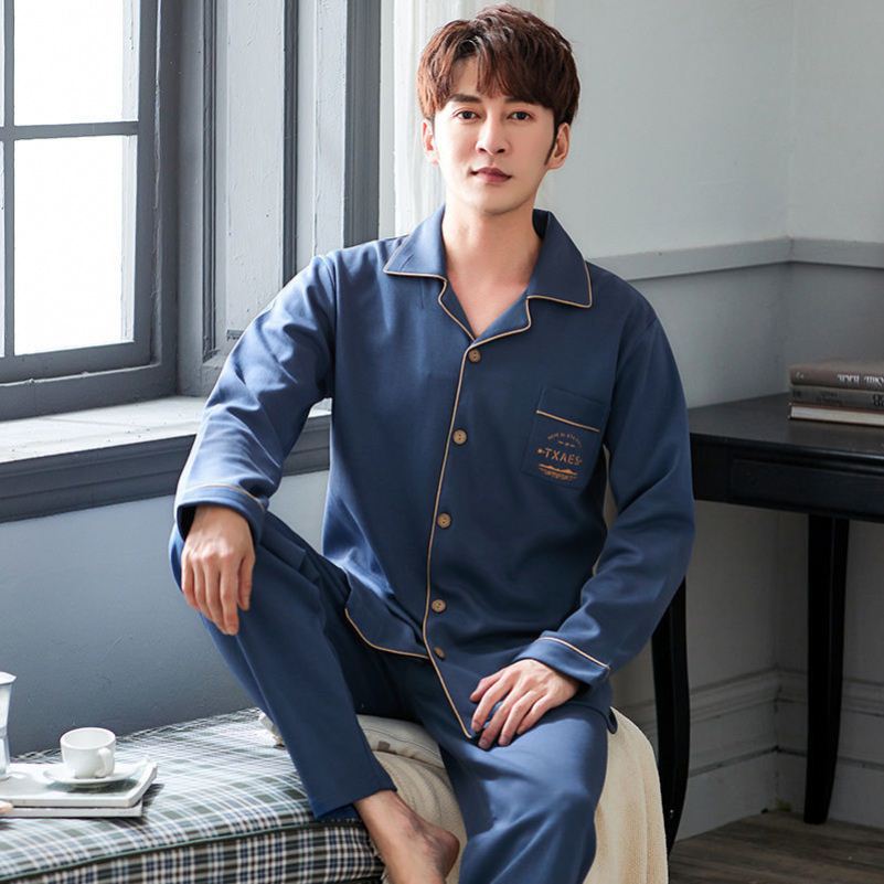 男士双面纯棉睡衣中老年