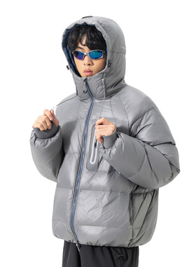 EXTM冬季户外轻量化90白鸭绒休闲连帽羽绒服男女加厚保暖宽松外套