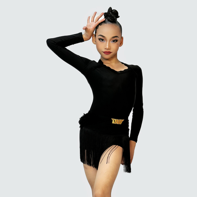 DNW拉丁舞服女童练功服儿童舞蹈训练服装少儿专业练习表演服