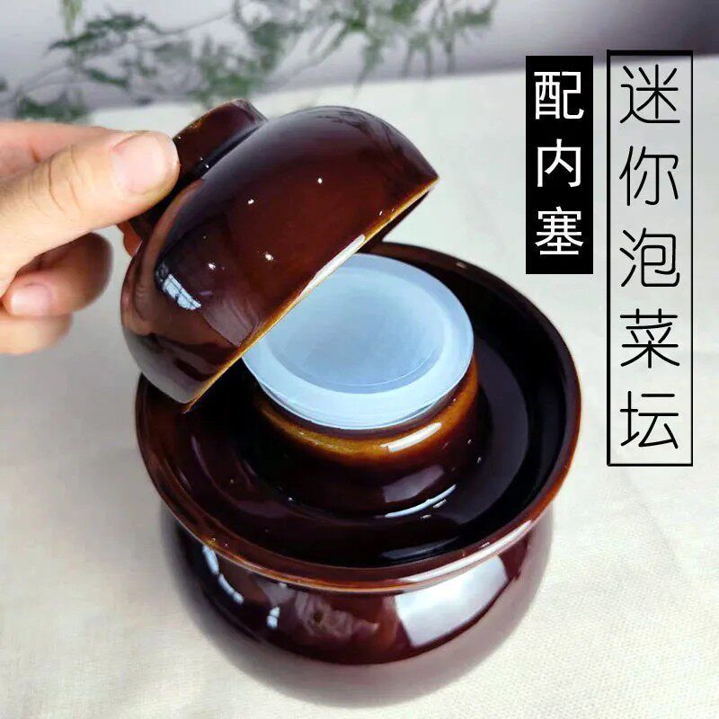 迷你泡菜坛子密封带盖咸菜酸菜土陶小号家用陶瓷老式腌菜罐1斤2斤