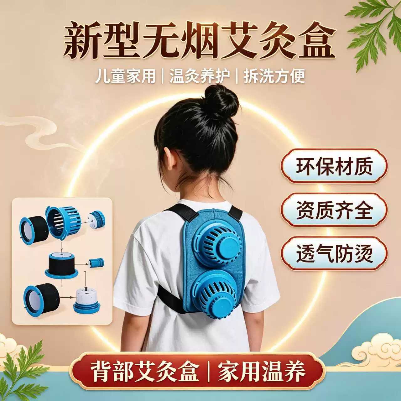 儿童专用随身艾灸盒背包式大椎穴