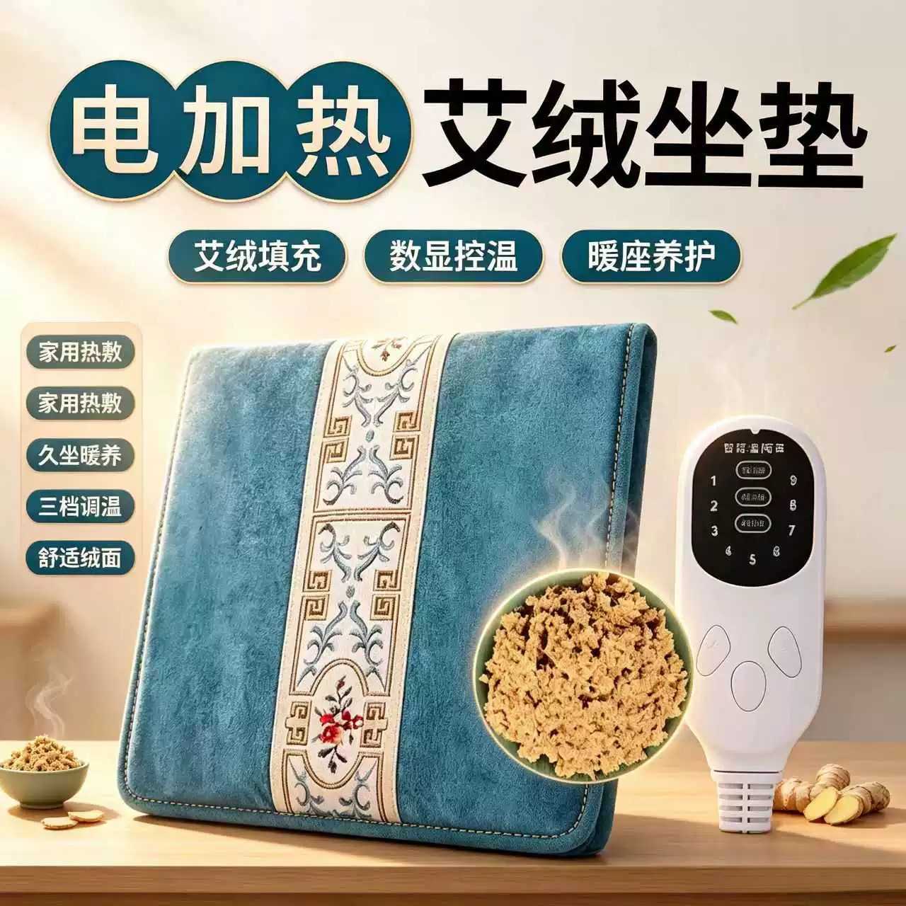 艾绒电加热坐垫｜办公室久坐热敷