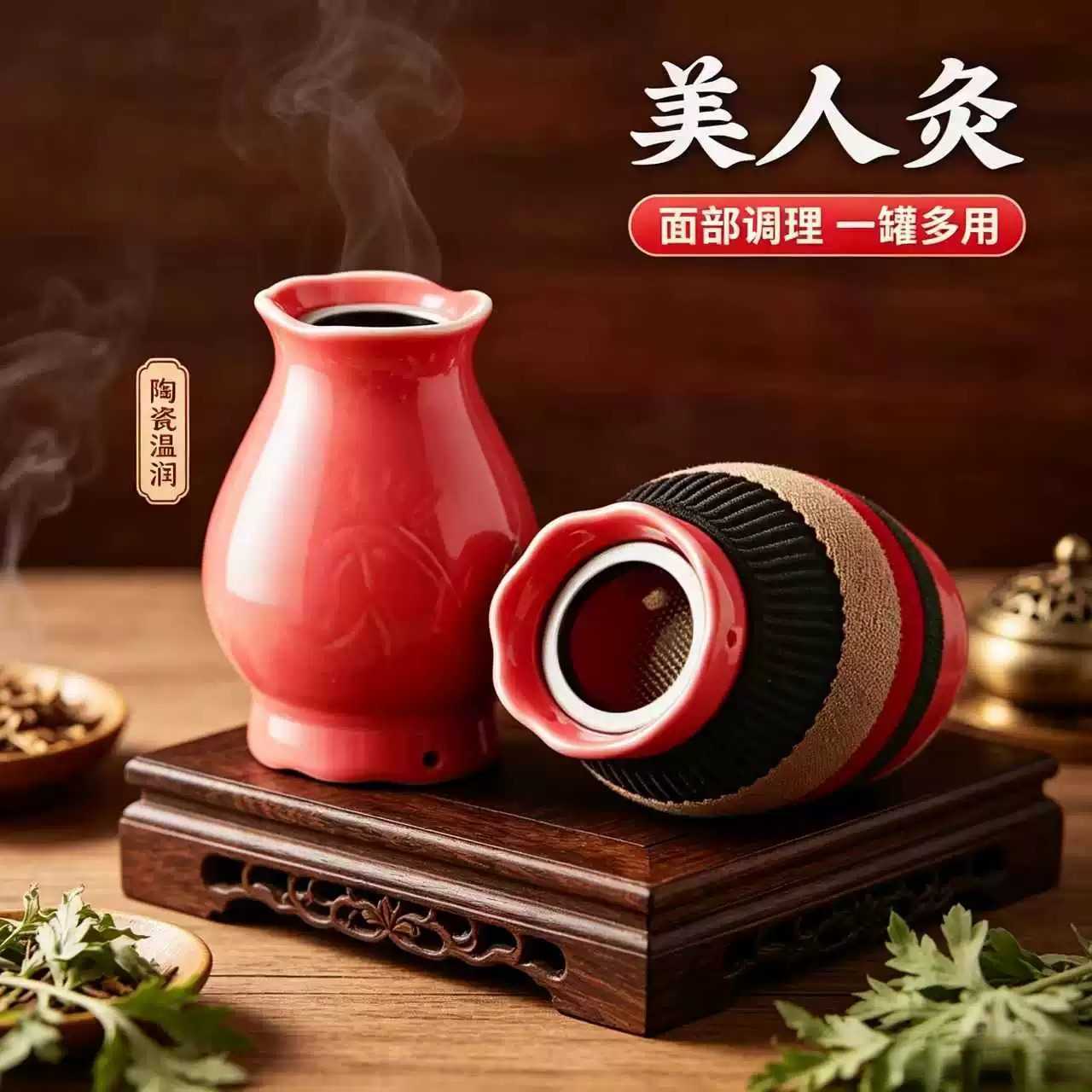 面部桃花灸双层隔热小号艾灸罐|