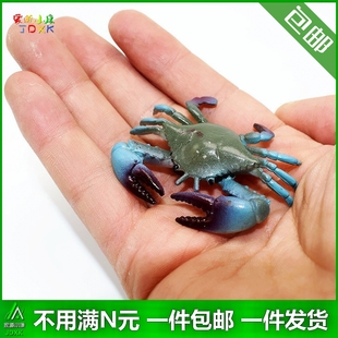 仿真小螃蟹塑胶幼儿园儿童可爱玩具迷你海洋鱼类龙虾剑鱼模型套装