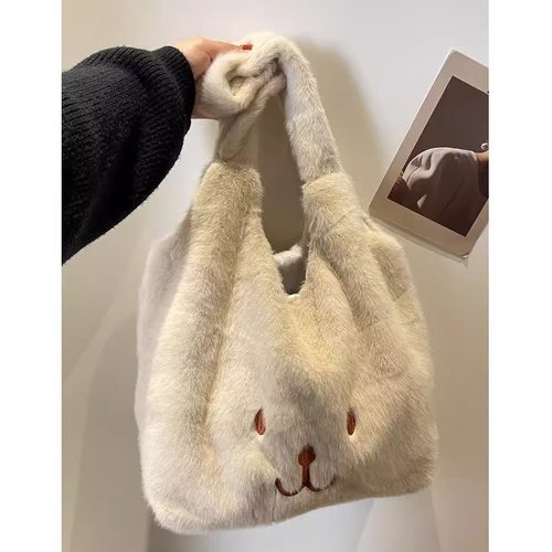 日系可爱毛绒大包女2025新款百搭