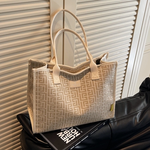 高级感大容量帆布包女夏季休闲上班通勤单肩托特包外出手提购物袋