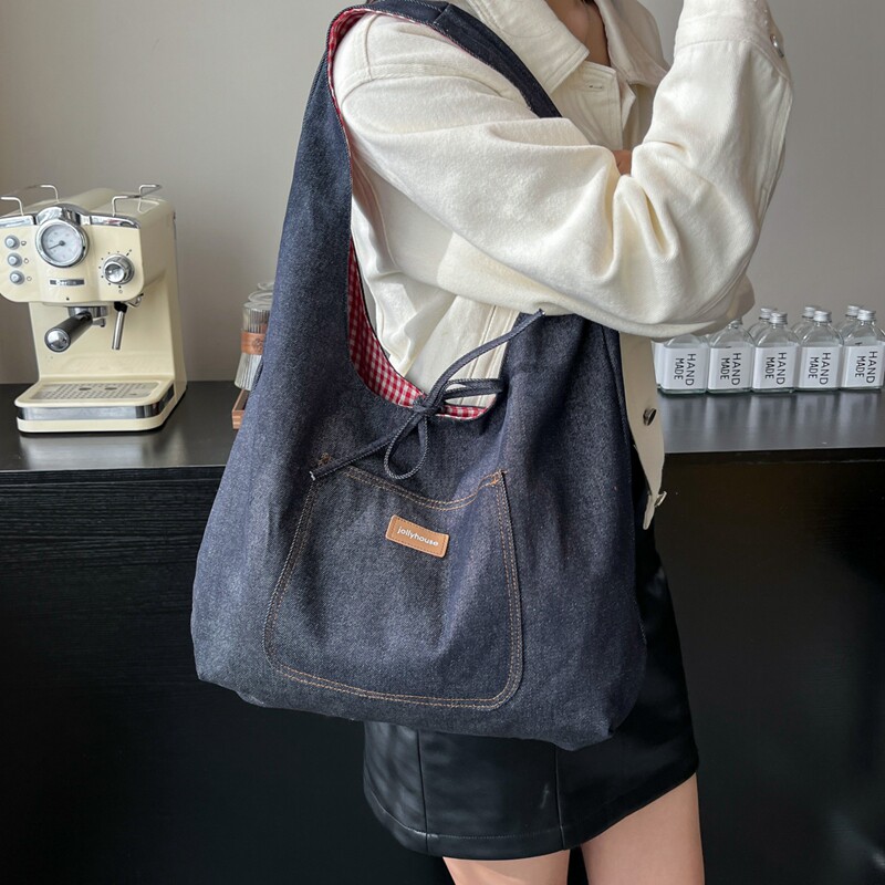 牛仔布大包包女夏2026新款韩系慵懒风单肩包休闲大容量通勤托特包
