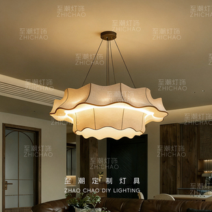 法式中古风简约云朵造型餐厅吊灯布艺灯罩创意设计师客厅卧室灯具