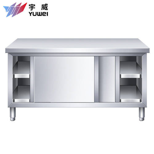 宇威304不锈钢工作台厨房操作台推拉门商用打荷台加厚180*70*80cm