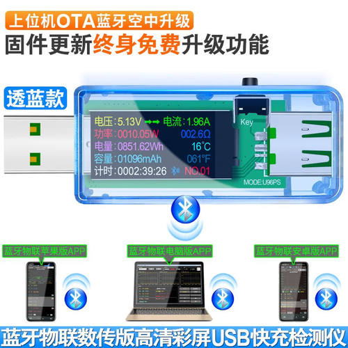 炬为U96P多功能充电器电流电压表usb测试仪手机充电快充协议检测