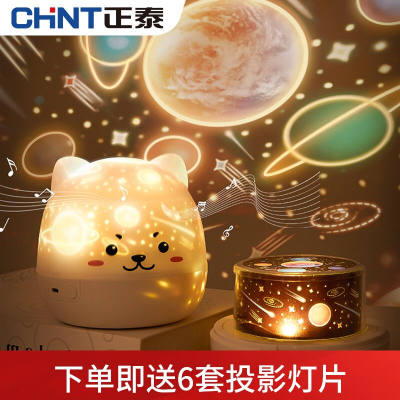 正泰(CHNT)星空投影灯音乐盒八音盒满天星光小夜灯卧室旋转浪漫氛