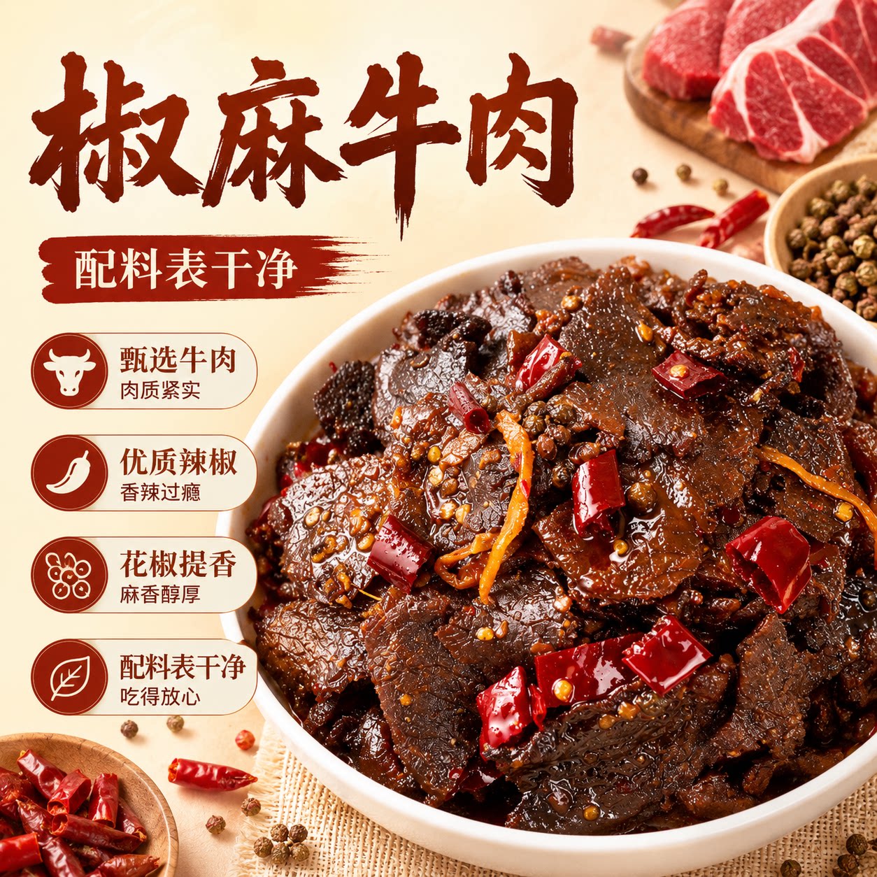 糯娃椒麻牛肉重庆开州风味麻辣牛肉即食休闲零食手工炒制下酒菜