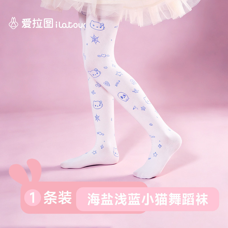 爱拉图儿童印花连裤袜图案定制四季薄款女童打底袜白色丝袜蝴蝶结图片