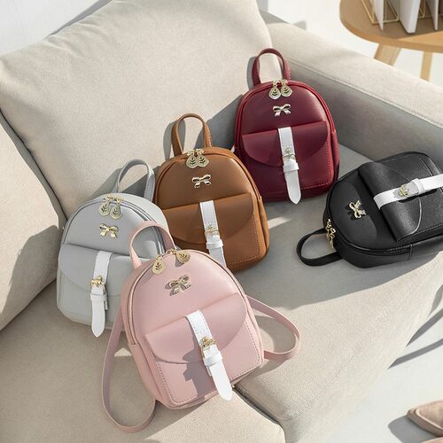 迷你双肩包2026backpack简约百搭女式包蝴蝶结书包外贸经典小背包