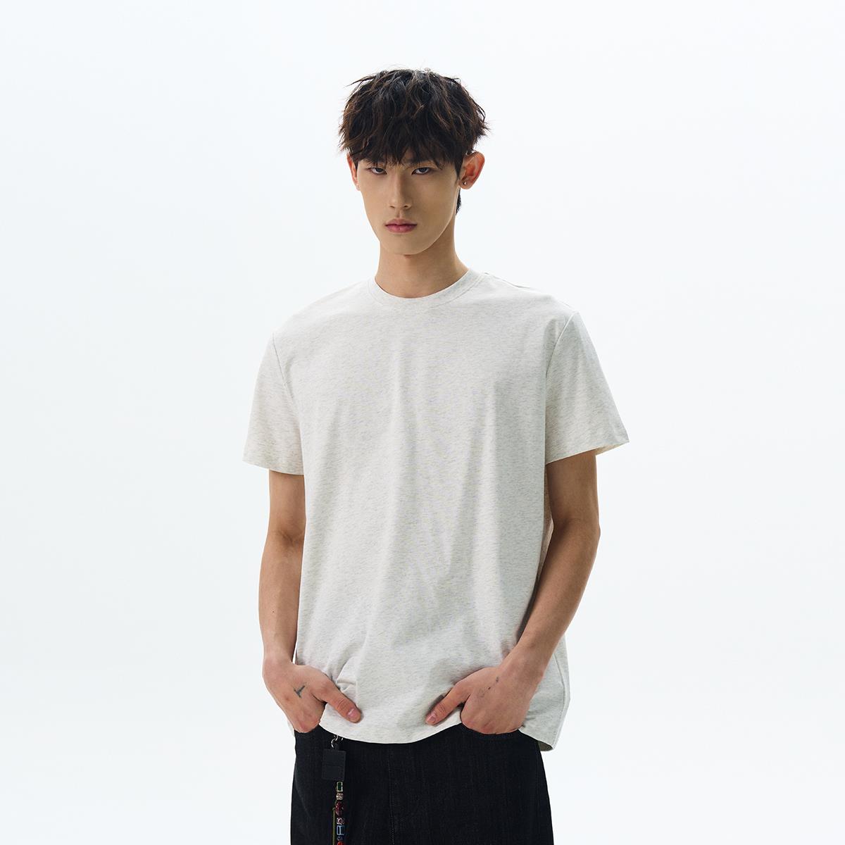 美式高街cleanfit基础纯色短袖T恤夏休闲 百搭短款正肩上衣