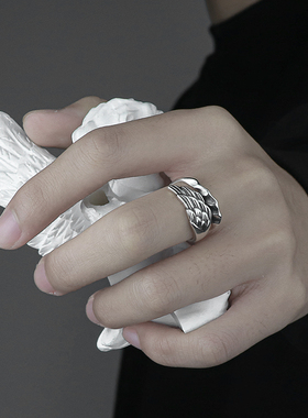 纯银戒指可调节中性霸道